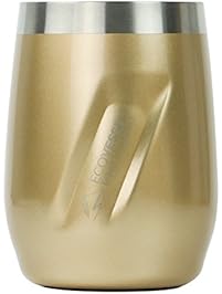 Eco Vessel Port Vacuum Insulated Stainless Steel Wine Glass/Whiskey Tumbler with Lid, Gold Dust, 10 oz
