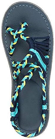 Faxiang Flat Sandals - Women's Hemp Rope Flip Flops Sandals Summer Fashion Roman Beach Shoes Casual Braided Slippers