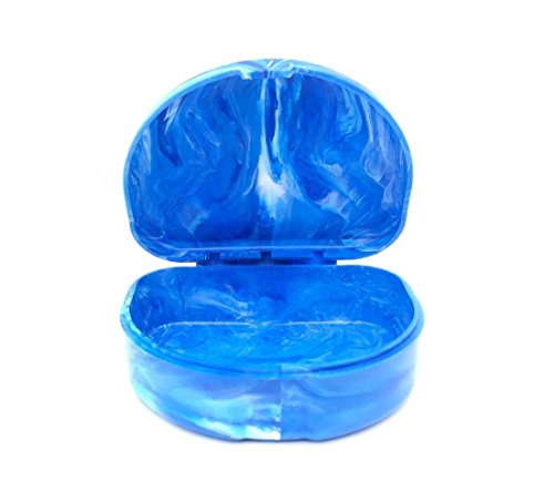 Marbled-Style Orthodontic Retainer Case Mouthguard Box BLUE - Thumbnail 2