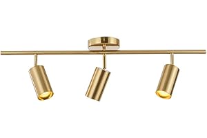KCO Lighting Modern Brass Gold Track Lighting 3-Lights Modern Kitchen Fixtures Indoor Flush Mount Ceiling Spotlights Dimmable LED Ceiling Spot Light (3-Light)