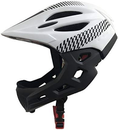 ROWEQPP Children Bike Riding 16-Hole Breathable Helmet Detachable Full Face Chin Protection Balance Bicycle Safety Helmet with Rear Light