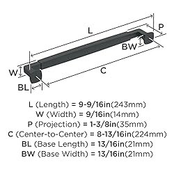 Amerock BP36890FB Stature Cabinet Pull, 8-13/16