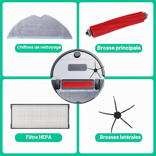 20 pieces accessories for Roborock S7, S7 MaxV, S7 MaxV Ultra, S7 Plus, S7 Pro Ultra, including 2 main brushes, 6 mops, 6 side brushes, 4 filters, 1 screwdriver and 1 cleaning brush