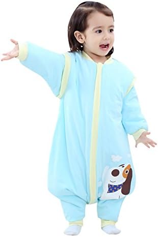CYUURO Baby Sleeping Bag 100% Cotton Long Sleeves Detachable Wearable Blankets