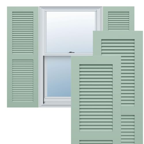 Ekena Millwork 15"W x 41"H True Fit PVC, Two Equal Louver Shutters, Seaglass (P…