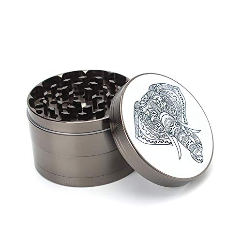 MUXIANG Elephant Platinum Grinders Spice Coffee Grinder for Tobacco with Pollen Catcher - 2.5 Inch 4 Piece - Thumbnail 4