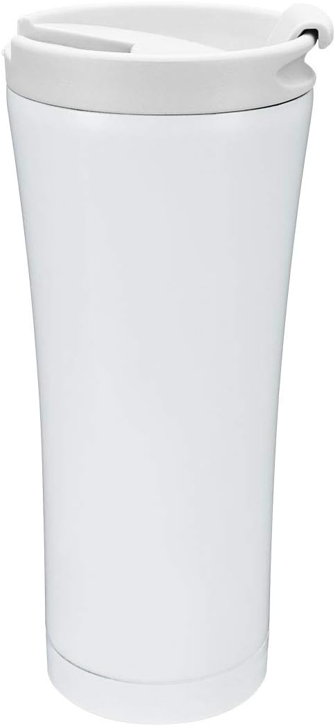 MEWAY 16oz Stainless Steel Thermos Cup Spill Proof Travel Mug with lid Double Walled Vacuum Insulated Car Tumbler Cup for Coffee & Tea/Keep Drinks Cold & Hot (White, 1)