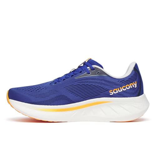 Saucony Men's Ride 18 Sneaker, Azurite/Peel, 12