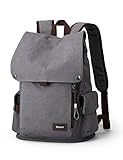 Muzee Canvas Backpack for School Travel Rucksack Fits up to 15 inch Laptop (Gray)
