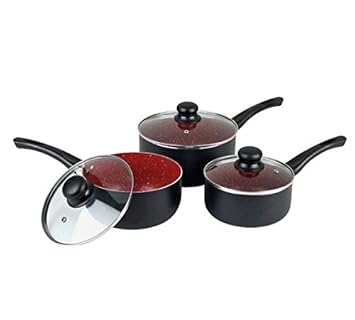 Russell Hobbs - Juego de 3 sartenes de aluminio con piedra roja ...