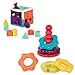 Battat – Sort & Stack Combo – 17-Piece Sensory Sorting Set – Activity Cube With Bead Maze – Educational & Dexterity Toys – 2 Years + – Shape Sorter Cube + Stacking Rings