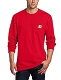 Carhartt Men's Workwear Midweight Jersey Pocket Long-Sleeve T-Shirt K126, Red, 2X-Large