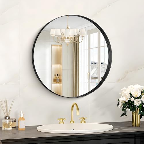 CIVENO Black Round Wall Mirror