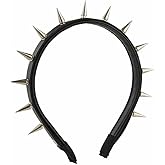 BaBakiak Spiky Leather Headband Punk, Emo Headband for Women, Spiked Punk Rock Party Accessory