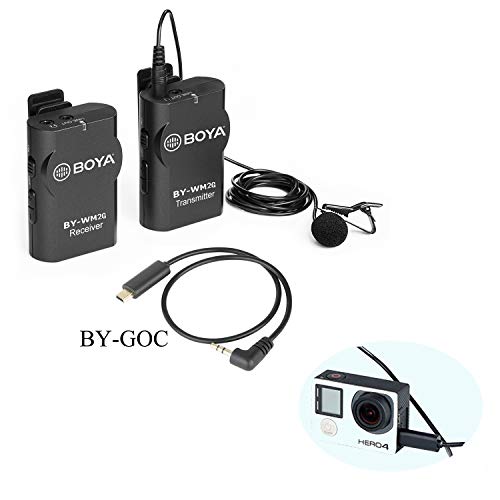 BOYA BY-WM2G Wireless Lavalier Microphone System Compatible with iPhoneX 8 8 Plus 7 6 Smartphone,Canon 6D 600D Nikon D800 D3300 Sony A7 A9 DSLR GoPro Hero4 Hero3 Hero3+ Action Cameras