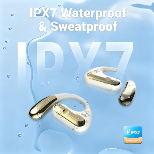 CoolJumper Open Ear Bluetooth 5.4 Headphones with Ear Hooks, IPX7 Waterproof, 60H Playtime LED Case, ENC Clear Call Sports Earbuds for Running Gym Commute