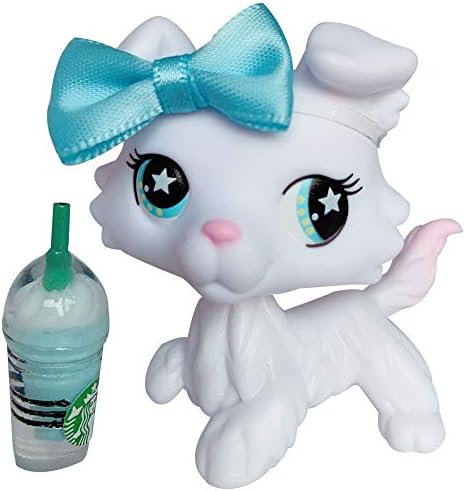 Judy lps White Collie with Sky Blue Star Eyes lps Collie with lps Accessories starbucksl lps Bow Accessories lps White Collie #023