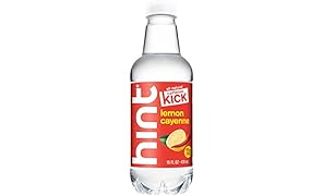 Hint Kick With Caffeine Water, Lemon Cayenne, (Pack of 12) 16 Ounce Bottles, Caffeinated Water, Apple Pear infused, Zero Sugar, Zero Calories, Zero Sweeteners, Zero Artificial Flavors
