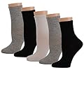 Womens Crew Socks Lightweight Solid Colored Crew Socks 5- Pairs (9-11, Assorted)