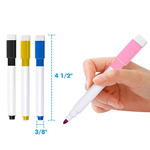 Selizo 30 Pcs Dry Erase Markers Magnetic Whiteboard Markers with Erasers Cap and Pencil Pouch for Office