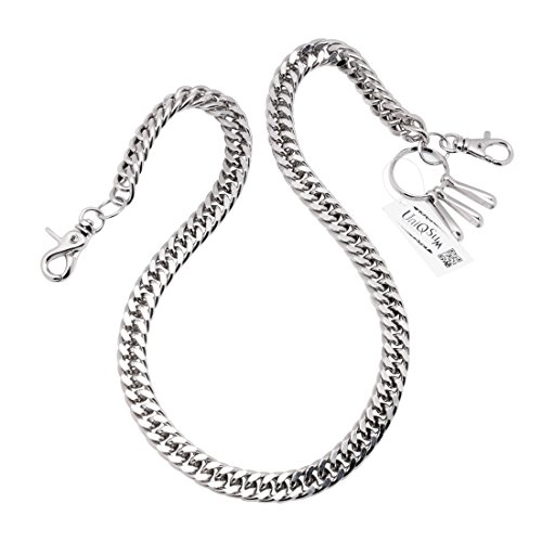 Uniqsum Heavy Thick Cut Links wallet chain Swivel Trigger snap Biker Punk Key chain (Silver)