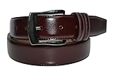 7910 - Toneka Men's Cordovan/Burgundy and Tan Stitched Feather Edge Dress Belt