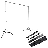 Kshioe 2x3m/6.5x9.8ft Photo Video Studio Adjustable Background Backdrop Support System Stand with Carry Bag