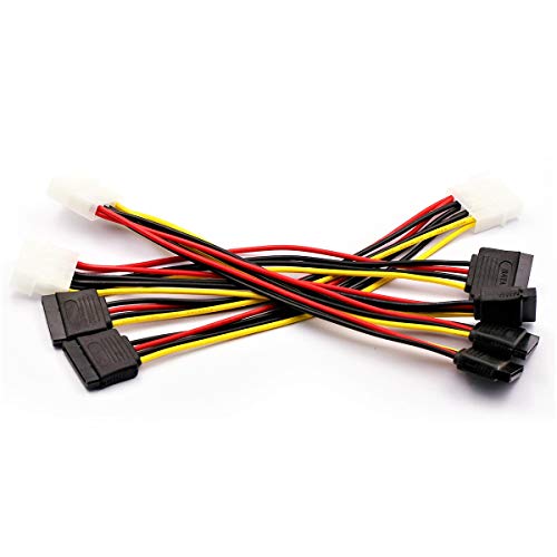 DaFuRui 5pcs 4 Pin Molex to 2×15 Pin SATA Power Y-Cable Adapter for IDE 8 Inches - Thumbnail 5