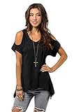 Relipop Women Hollow Out Casual Shirt Short Sleeve Off Shoulder Tunic Tops