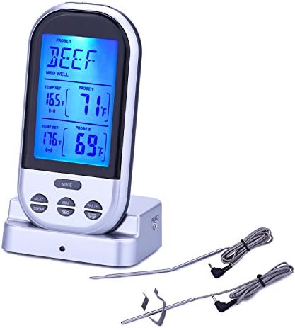 Sembes Wireless Meat Thermometer,Remote Digital Cooking Food BBQ Thermometer with Dual Probe Timer Alarm for Kitchen OVEN Smoker Grill BBQ