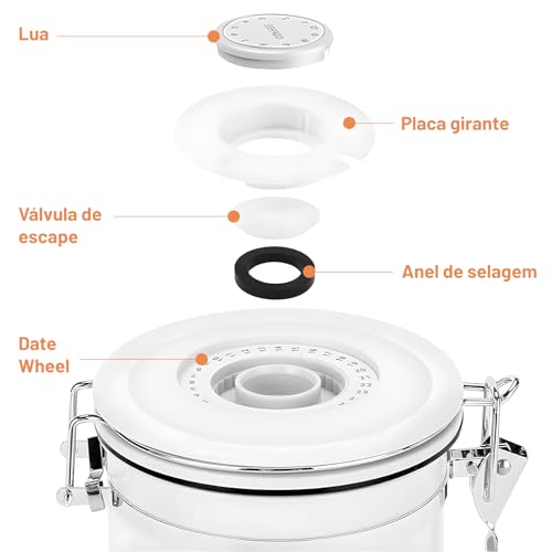 Pote Cafe Hermetico Inox Grãos Café Chá Açúcar Farinha Cereais Pote Armazenamento Cafe Vasilha Café com Colher para Escritórios Domésticos e Assim Por Diante Recipiente Café Aço Inoxidável 2,8L