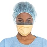 Halyard Health 48247 Fluidshield Level 3 Surgical Mask with So Soft Lining, Anti-Glare Wraparound Visor, Fog-Free, Orange (4 Boxes of 25, 100 Total)