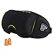 Eye Sleeping Mask for Contoured Design Sleep Blindfold Eyeshade, Free Sleep Ear Plugs (Black)