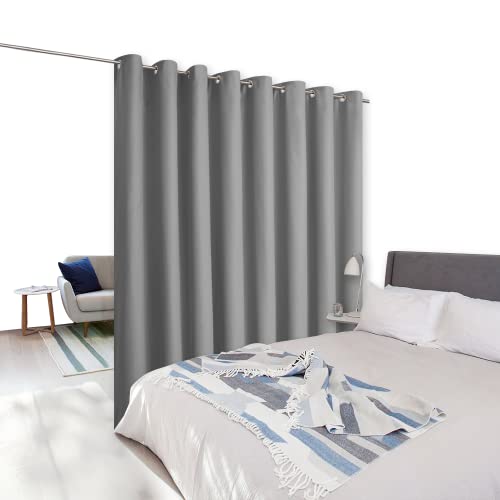 NICETOWN Large Room Divider Curtain Screen Partitions, Reduce Sunlight Grommet Top Contemporary Room Divider Curtain Panel for Furniture Protecting (Single Pack, 9ft Tall x 15ft Wide, Silver Grey)