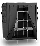 Portable Storage Organizer Wardrobe Closet &amp; Shoe Rack, Gray, 13 Shelves with Sturdy, Rust-Proof Stainless Steel Frame- 9 Side Pockets for Garment, shoes, Accessories|69" x 51" x 17.5", 15 Cubic Ft (Kitchen)