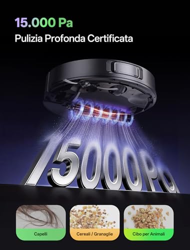 Vexilar W15 Robot Vacuum Cleaner with Mapping 15000PA, 3 Hours Autonomy, Automatic Emptying, Bagless, Robot Vacuum Cleaner Mapping with Station for Carpets/Floors