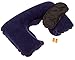 Inflatable Travel Neck Pillow Set With Sleep Eye Mask And Noise Cancelling Ear Plugs - With Bonus Travel Guide - Great For Traveling By Planes Trains And Automobiles