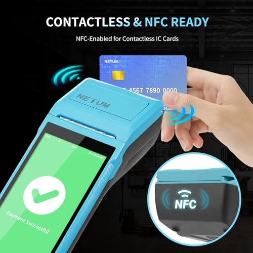 NETUM Handheld PDA with NFC, Android 11.0 POS Terminal with Receipt Printer | Data Collector, Portable Barcode Scanner, Handheld Bluetooth USB WiFi BT4.0, Includes 58 * 35 Paper Scroll