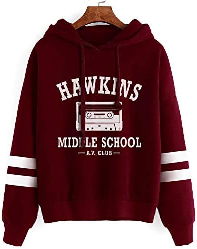 Forlove365 Women's Teen Girls Strange Things Hawkins Middle School AV Club Hoodie Sweatshirt