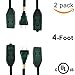 Uninex AC04GRN Household Extension Cord with Locking/Rotating Safety Covers, 4-Foot, Green, 2-Pack