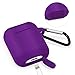 ZALU Compatible for AirPods Case with Keychain, Shockproof Protective Premium Silicone Cover Skin for AirPods Charging Case 2 & 1 (AirPods 1, Purple)