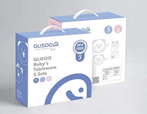 BPA Free Baby Feeding Set, Feeding Bowl with Lid, Salad Bowl, Milk Cup,Spoon and Fork for 6m+ Toddlers,316 Stainless Steel,Gift Set Tableware Set by Glisoo(Mint Green)