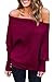 Sovoyant Women's Batwing Sleeve Loose Off Shoulder Knit Pullover Sweater Top