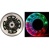 L.E.D. Scooter Wheels with ABEC 9 Bearings for Razor Scooters 100mm Light Up 2-Pack (Black)