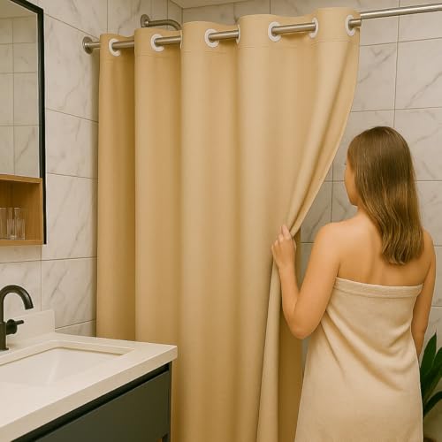Cortina Para Box de Banheiro em PVC Impermeável e Antimofo - 1,38 x 2m BEGE