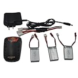 Blomiky 7.4V 350mAH 3 Battery and Power adapter for MJX X401H X401H-V2 RC Quadcopter Drone X401H Battery 3 Pack