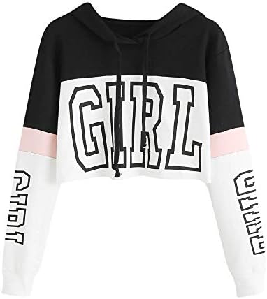 SamMoSon 2019 Crop Top Sweatshirt,Women Printing Long Sleeve Hoodie Sweatshirt Hooded Pullover Tops Blouse
