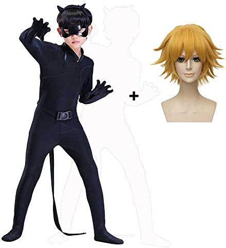 Osmanluer Kid's Black Cat Jumpsuit Zentai Costume with Eye Mask and Tail