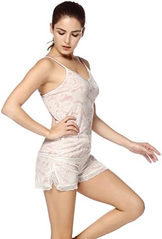 Tsador Women’s Sleepwear Cotton Pajama Set Sexy Nightwear(L,Pink)