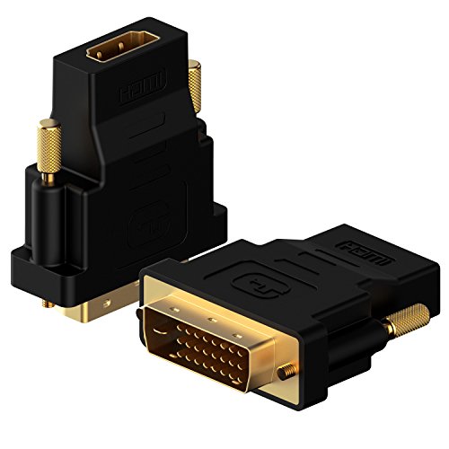 Rankie DVI to HDMI Adapter, Gold-Plated Converter, 2-Pack, Black